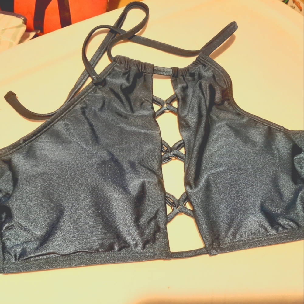 NWOT BIKINI HALTER TOP TEAL